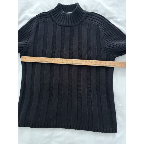 Vintage Illig Sweater Womens Large Black Turtle Neck Wide Cable Knit Thick - Picture 10 of 16